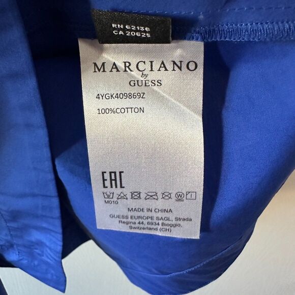 NWT‎ Marciano by GUESS Womens 100% Cotton Belted A-Line Blue Dress Size 6 Small - Picture 6 of 8
